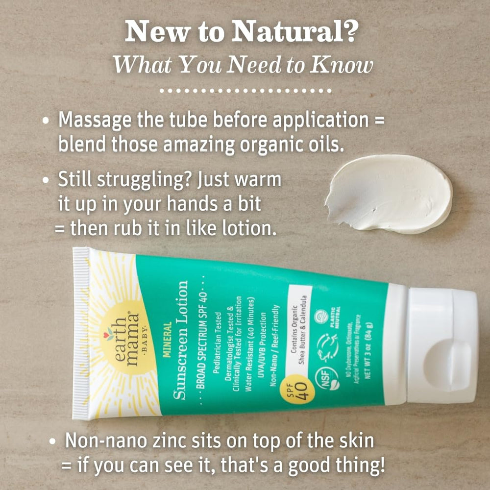 Earth Mama mineral sunscreen ingredients Raspberry oil for skin nourishment