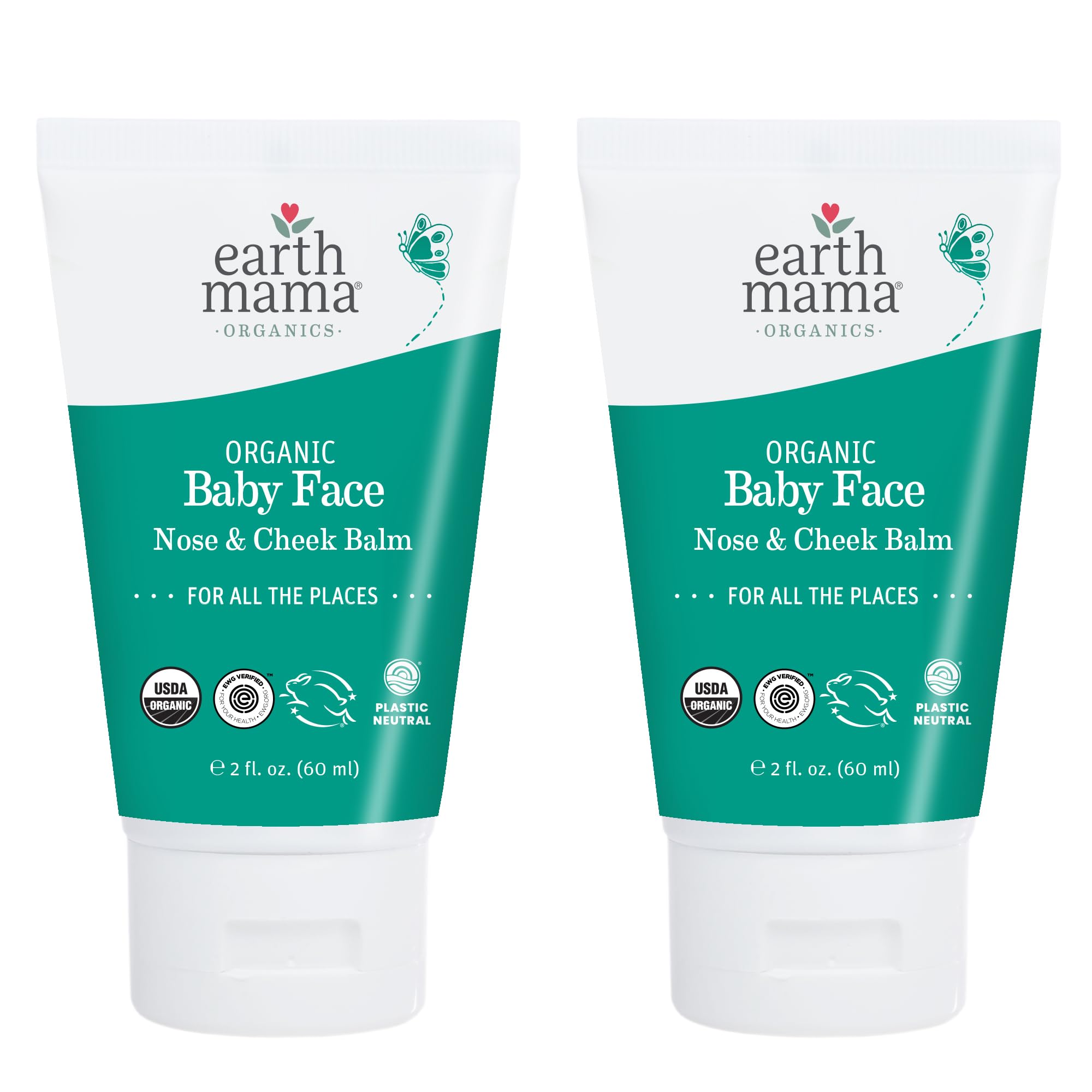 Earth Mama Organic Baby Face Nose & Cheek Balm jar, calendula-infused moisture for dry skin.