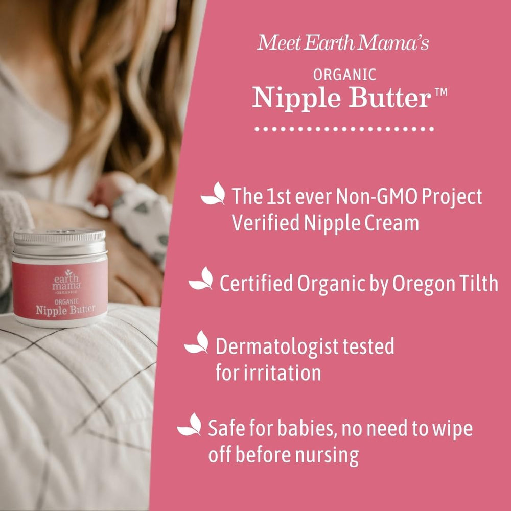 Earth Mama Organic Nipple Butter ingredient label emphasizes USDA Organic certification.