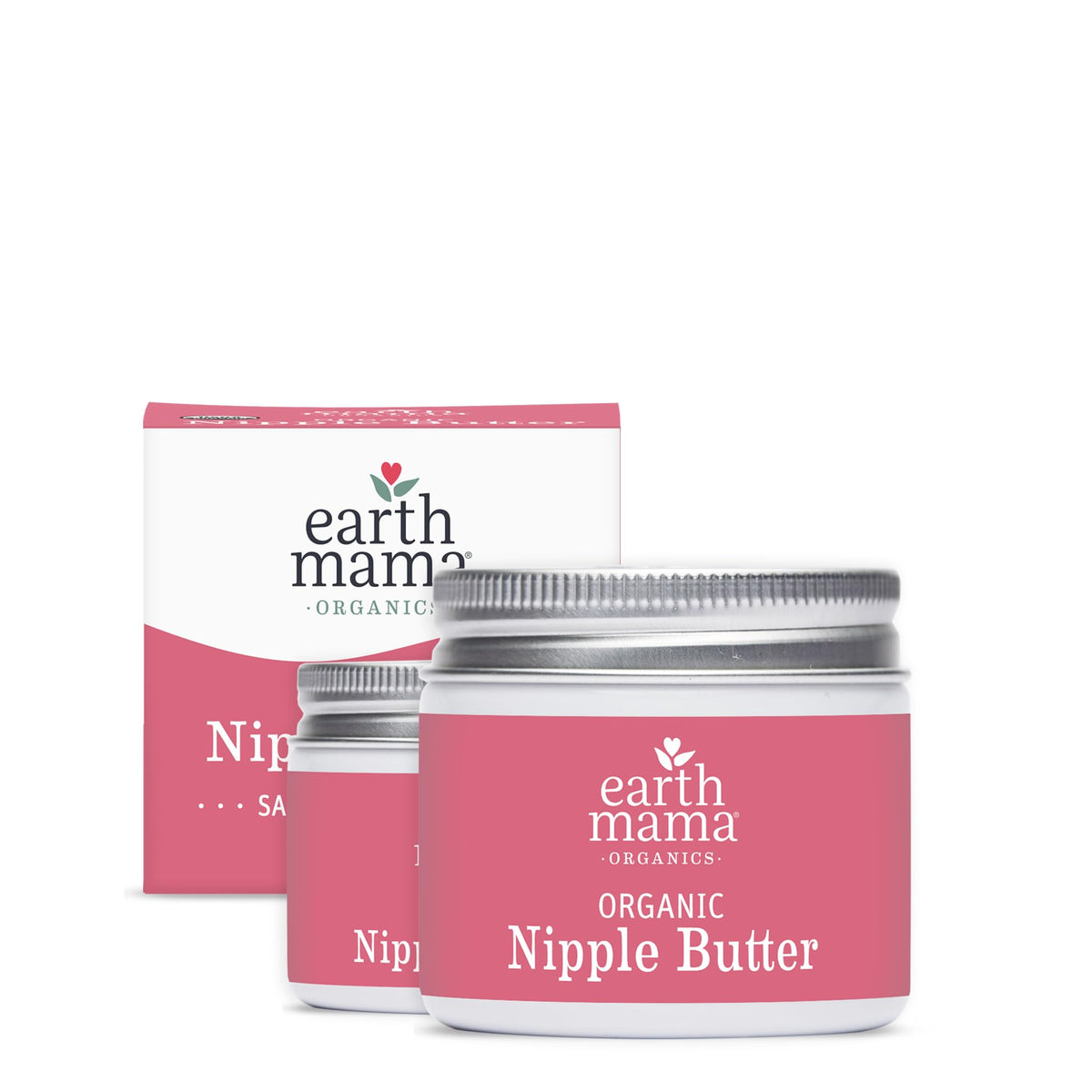 Earth Mama Organic Nipple Butter tub front view for soothing breastfeeding skin.