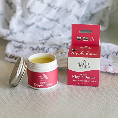 Earth Mama Organic Nipple Butter tube close-up highlights no need to wash before nursing.
