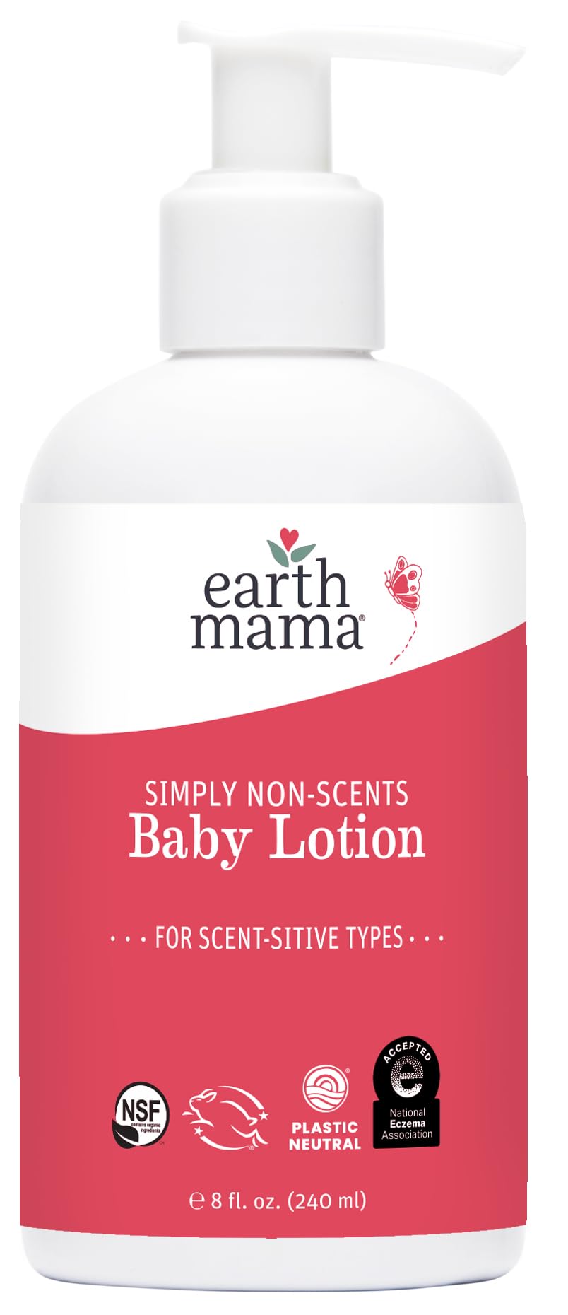 Earth Mama Simply Non-Scents Baby Lotion unscented bottle for gentle daily hydration