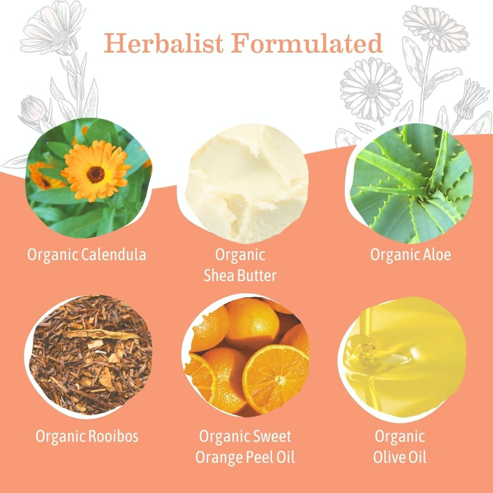 Earth Mama Sweet Orange Baby Lotion rooibos leaves in the formula for antioxidant-inspired care.