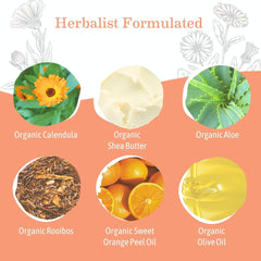 Earth Mama Sweet Orange Baby Lotion rooibos leaves in the formula for antioxidant-inspired care.
