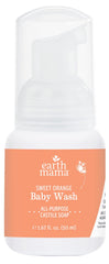 Earth Mama Sweet Orange Baby Lotion bottle, nourishing hydration for tiny cheeks.