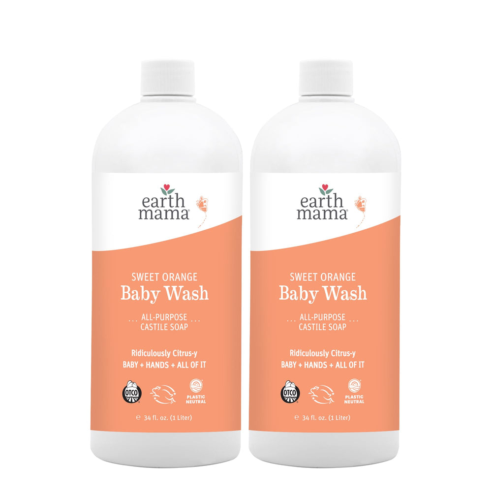 Earth Mama Sweet Orange Baby Wash bottle for gentle family cleansing