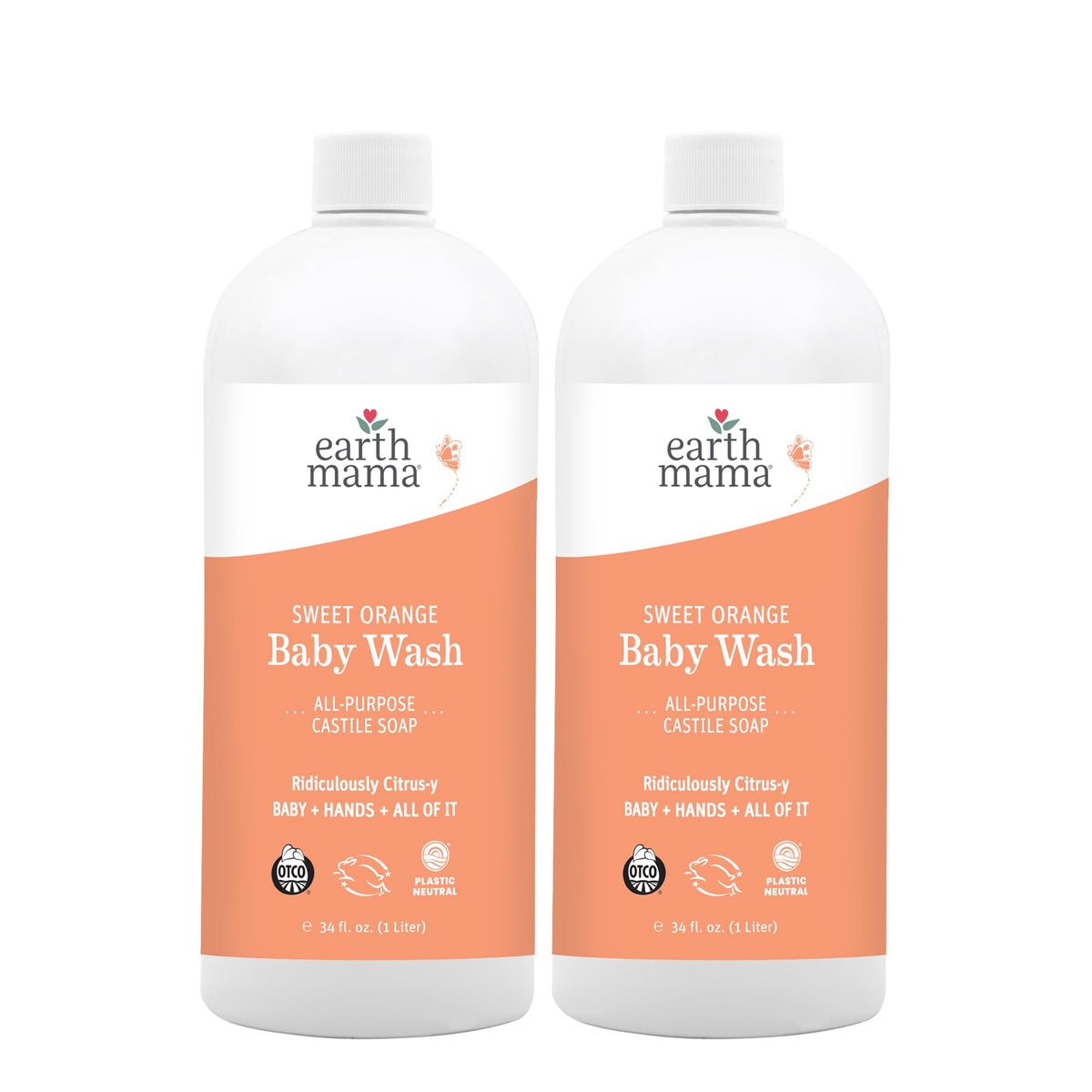 Earth Mama Sweet Orange Baby Wash bottle for gentle family cleansing