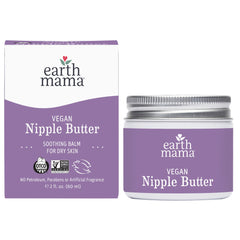 Earth Mama Vegan Nipple Butter jar close-up showing creamy formula for soothing relief