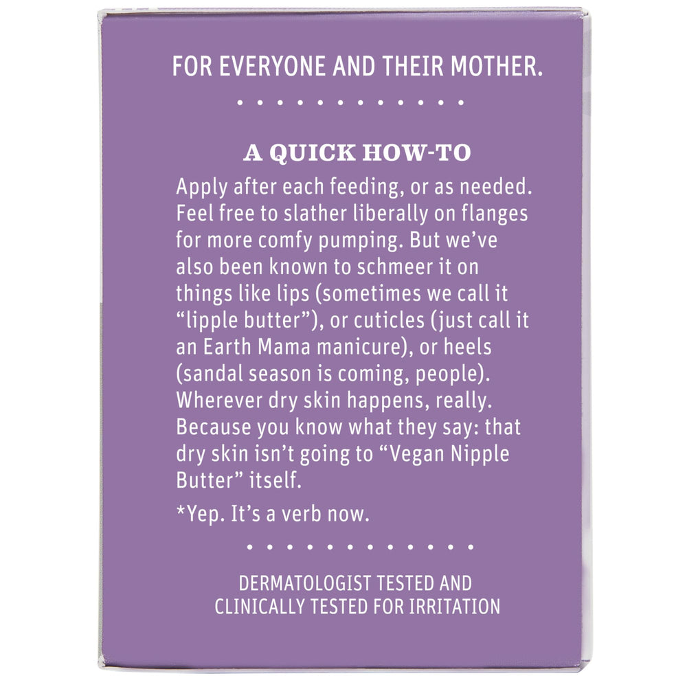 Earth Mama Vegan Nipple Butter label close-up with Oregon Tilth certification