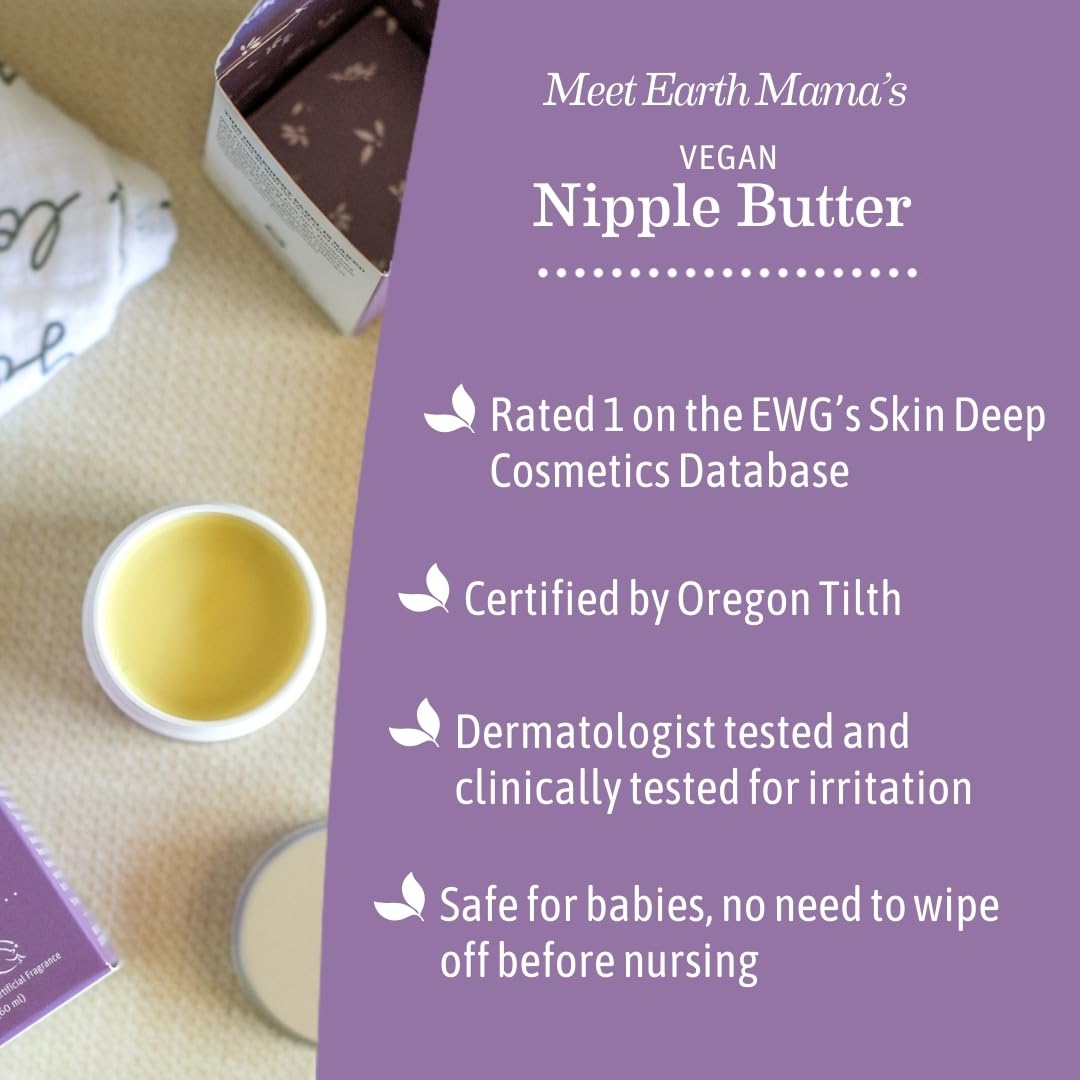 Earth Mama Vegan Nipple Butter with calendula and cocoa butter in organic blend