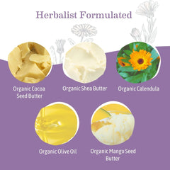 Earth Mama Vegan Nipple Butter packaging and label highlighting organic ingredients