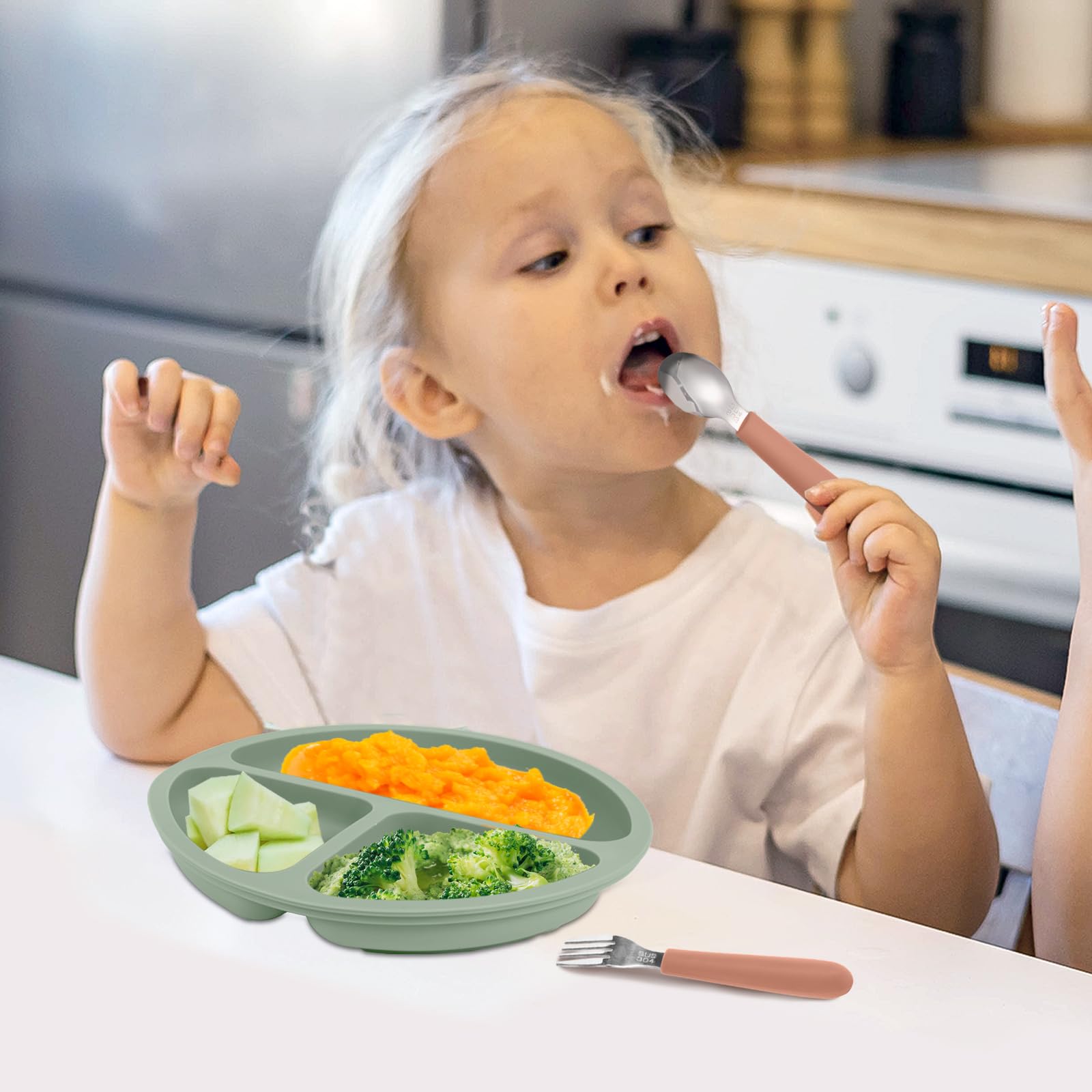 Eascrozn 18/8 stainless steel kids utensils are durable and BPA-free.