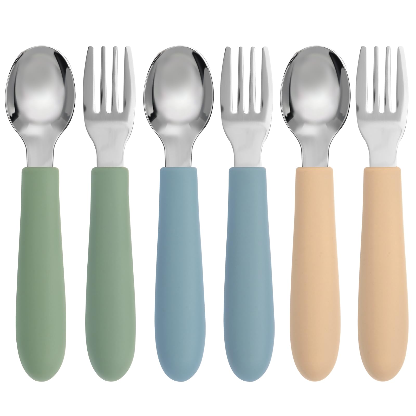 Eascrozn 6-pack spoons with silicone handles promote confident self-feeding.