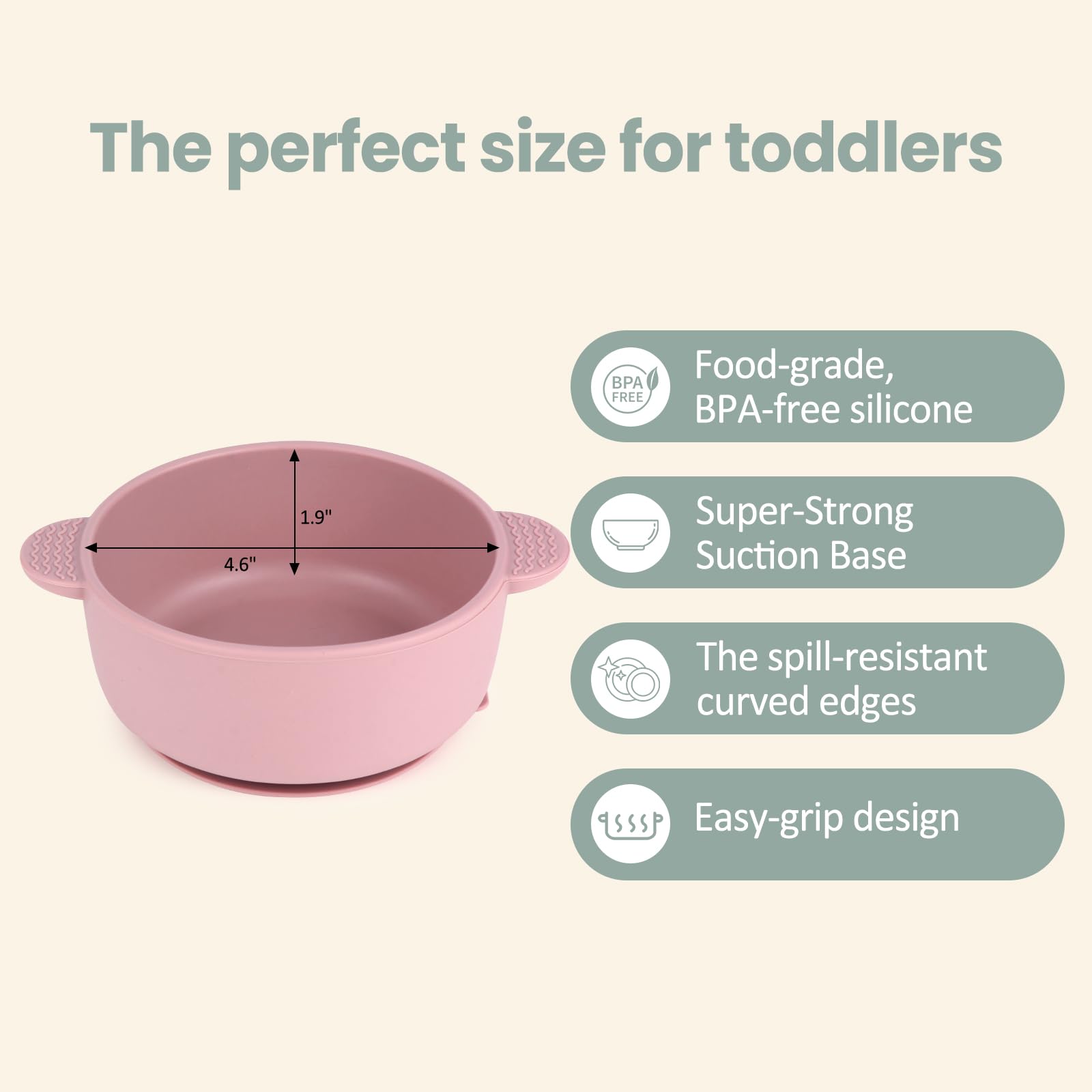 Eascrozn baby bowls curved-edges ease scooping for toddlers at mealtime