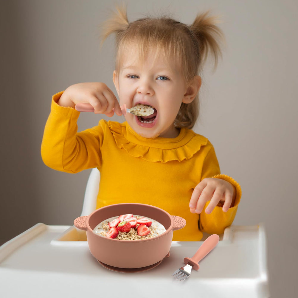 Eascrozn baby bowls soft-ears provide easy grip for little hands during feeding