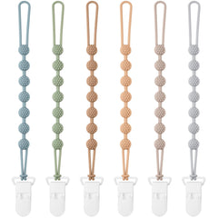 Eascrozn baby pacifier clip six-pack keeps pacifiers within easy reach.