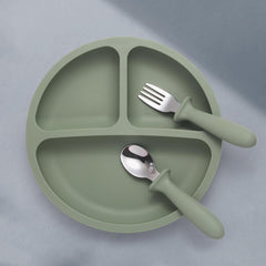 Eascrozn colorful baby plates on a high chair engaging in independent eating.