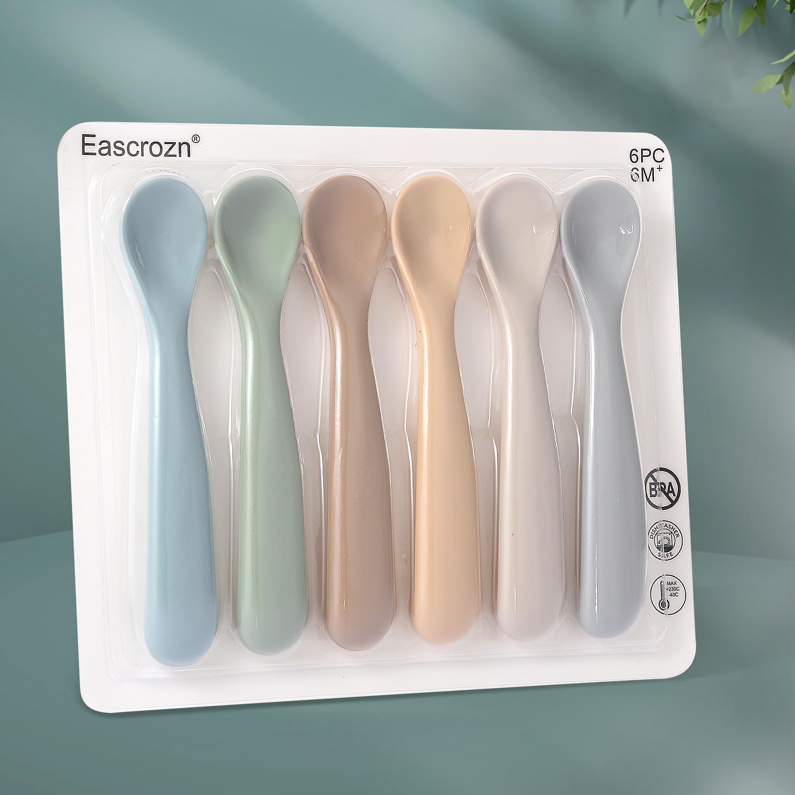 Eascrozn boil-safe and dishwasher-safe baby spoons for convenient cleaning.