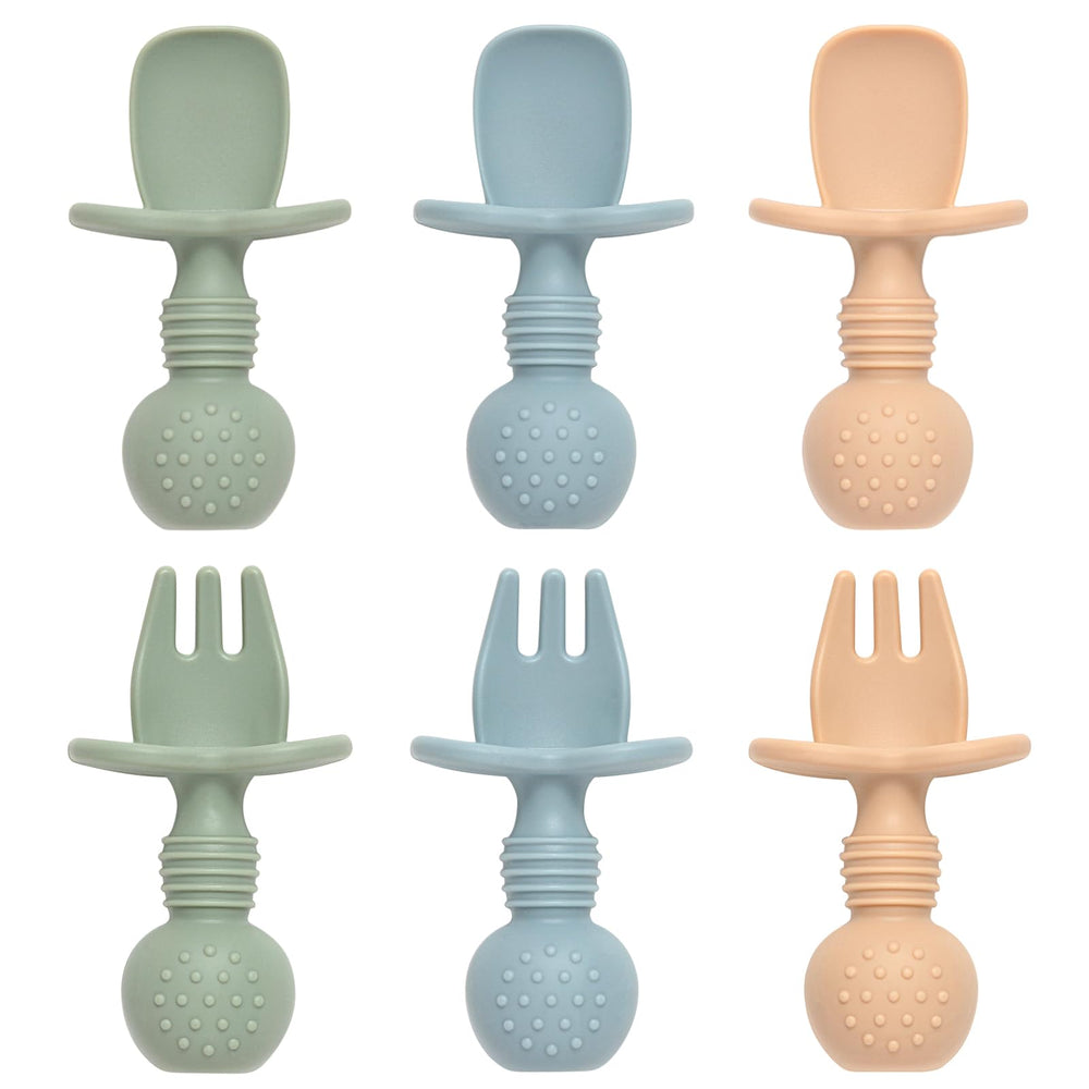 Eascrozn baby spoons and forks 6-pack, ideal for gentle self-feeding practice.
