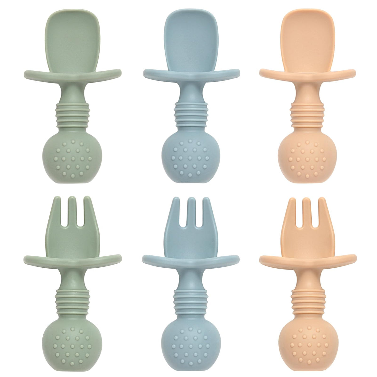 Eascrozn baby spoons and forks 6-pack, ideal for gentle self-feeding practice.