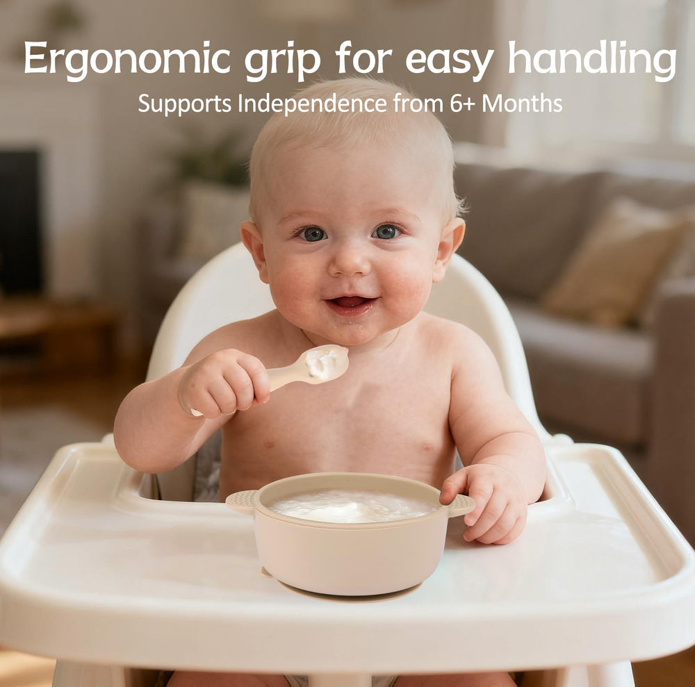 Eascrozn baby spoons stage-2-slotted-soft-solids grips soft textures for growing eaters