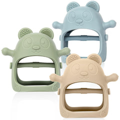 Eascrozn baby teether mitten with silicone soft textures for sensory exploration