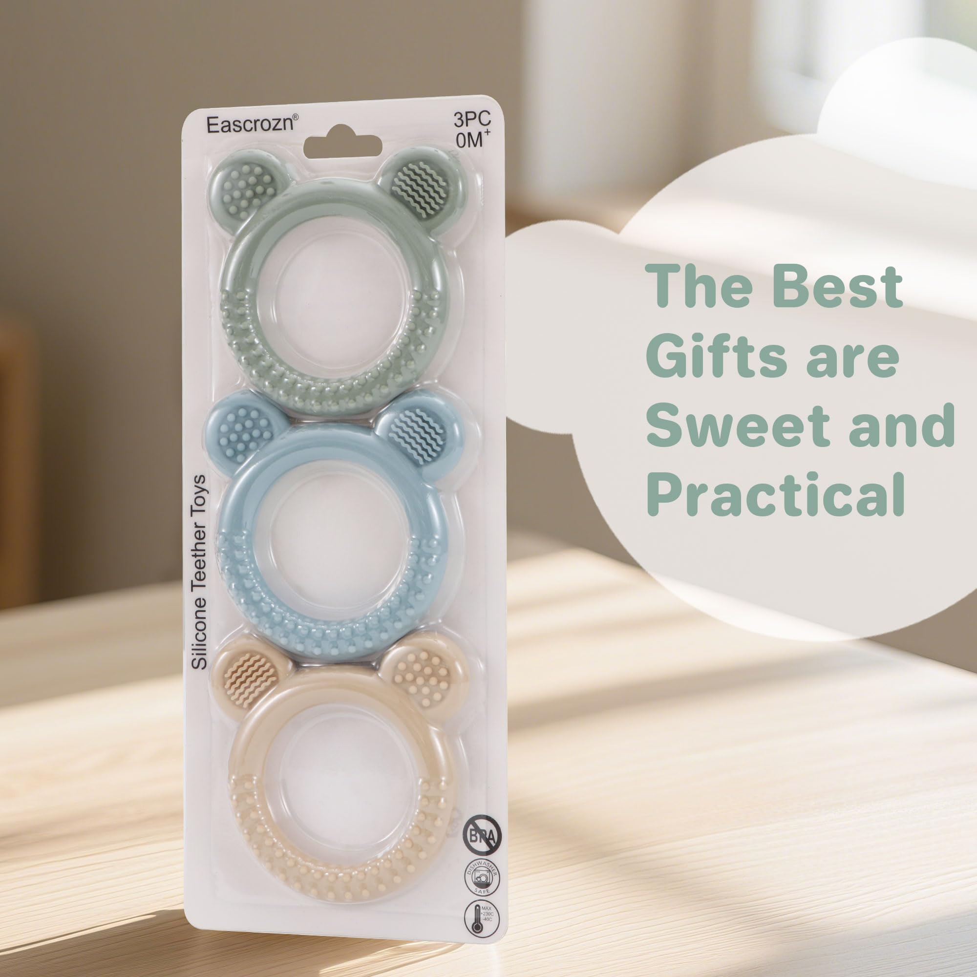 Eascrozn teether appropriate for ages 3-18 months