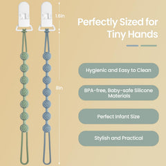 Eascrozn BPA-free silicone material with safe pacifier clip.