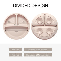Eascrozn divided plates with suction demonstrate a stable surface for mess-free meals.