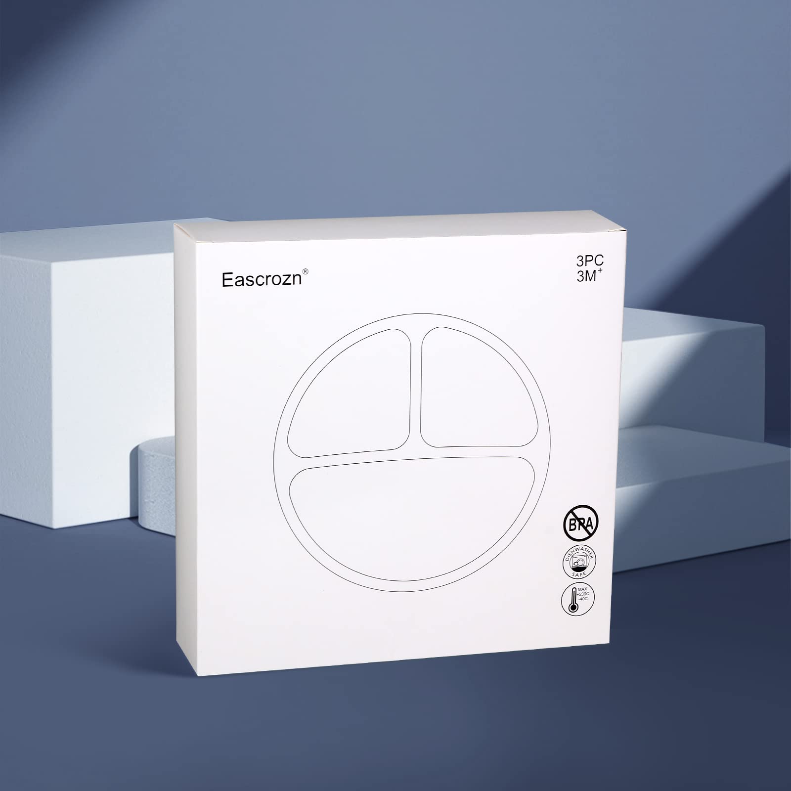 Eascrozn mealtime scene shows stay-put plates reducing spills and promoting independence.