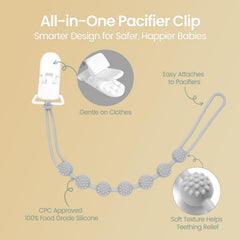 Eascrozn one-piece silicone design demonstrates durable pacifier attachment.