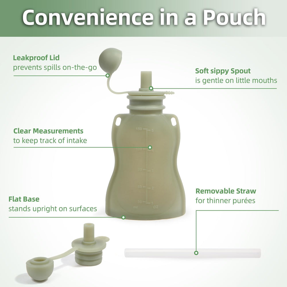 Eascrozn wide-neck pouch makes filling puree quick and clean.