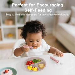 Eascrozn safety design highlights rounded tips to reduce risk during self-feeding.