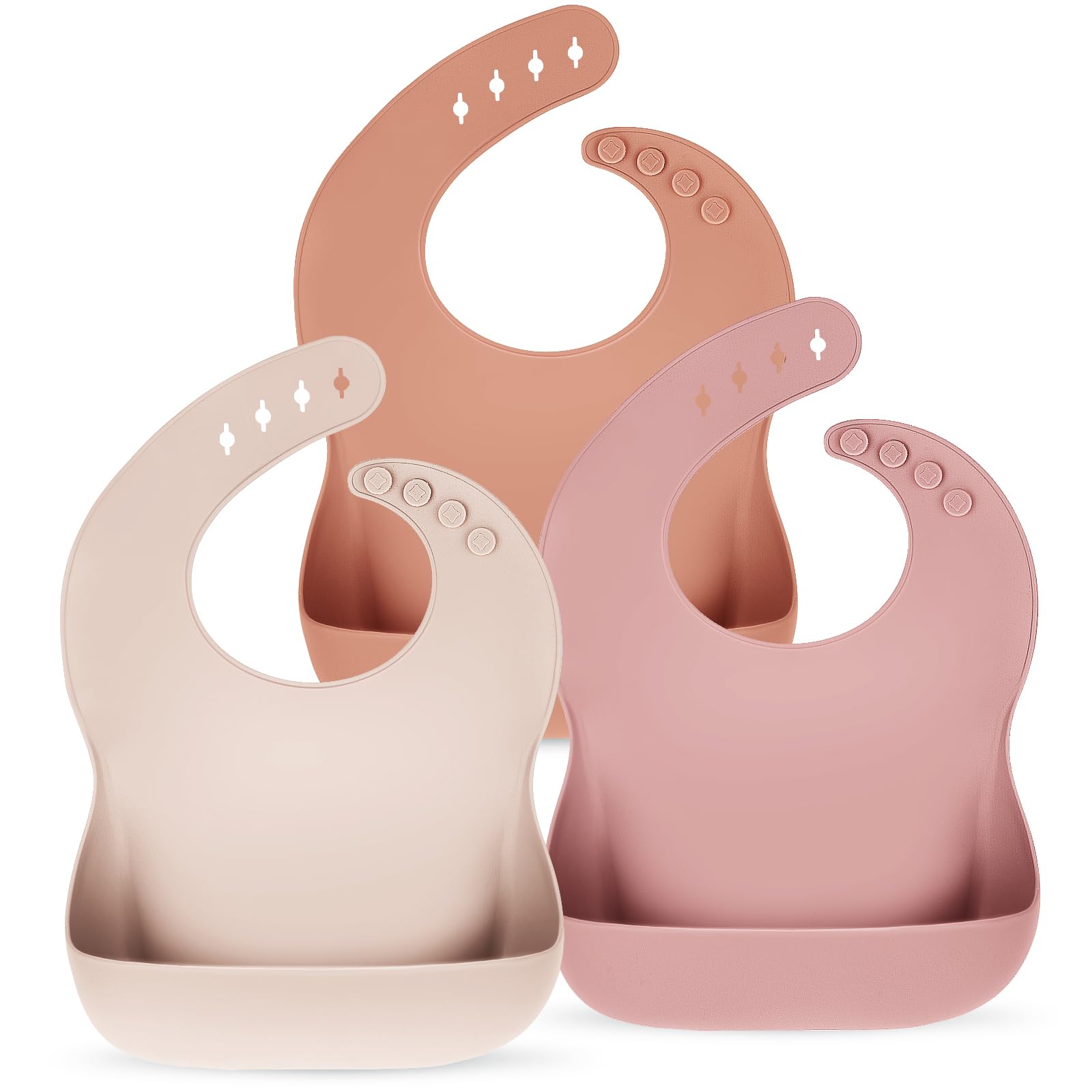 Eascrozn silicone bib with deep pocket catching spills during feeding