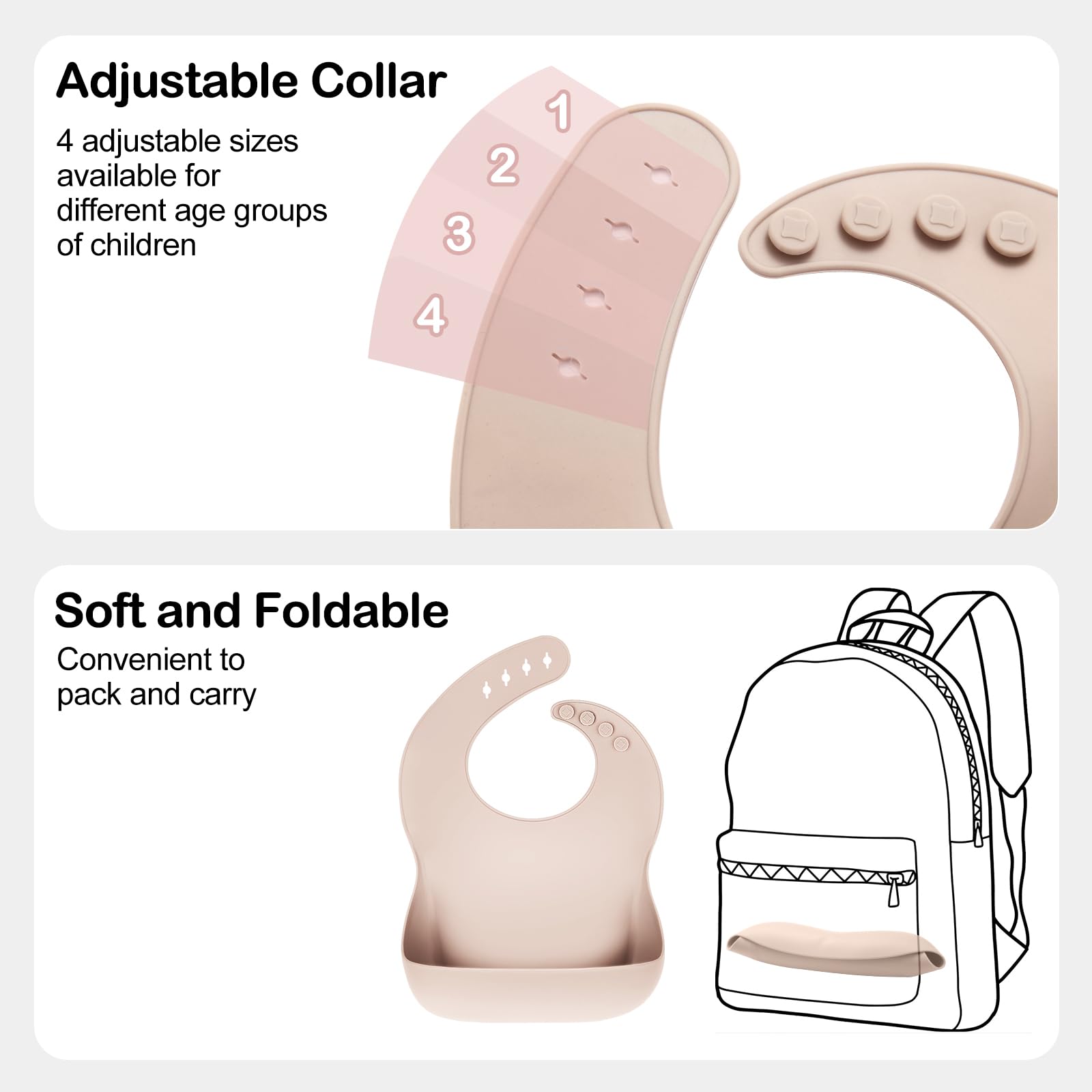 Eascrozn travel-friendly bibs roll up easily for on-the-go feeding