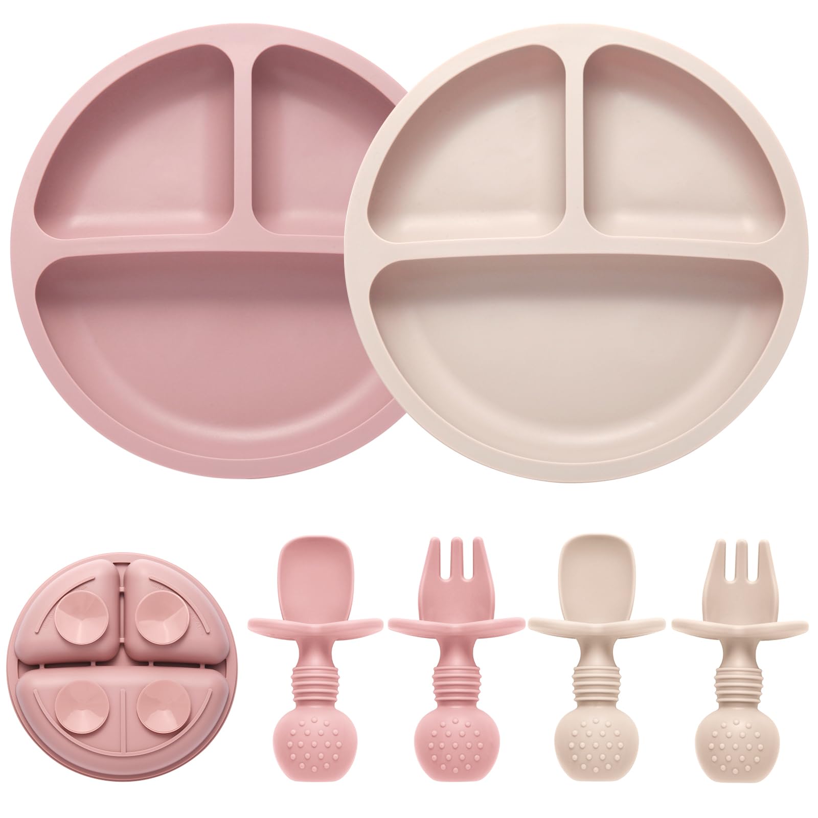 Eascrozn silicone feeding set complete shown for easy self-feeding and mess reduction.