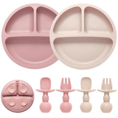 Eascrozn silicone feeding set complete shown for easy self-feeding and mess reduction.