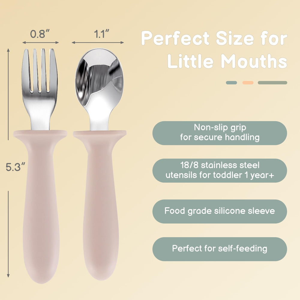 Eascrozn silicone handles close-up show comfortable grip for small hands during meals.