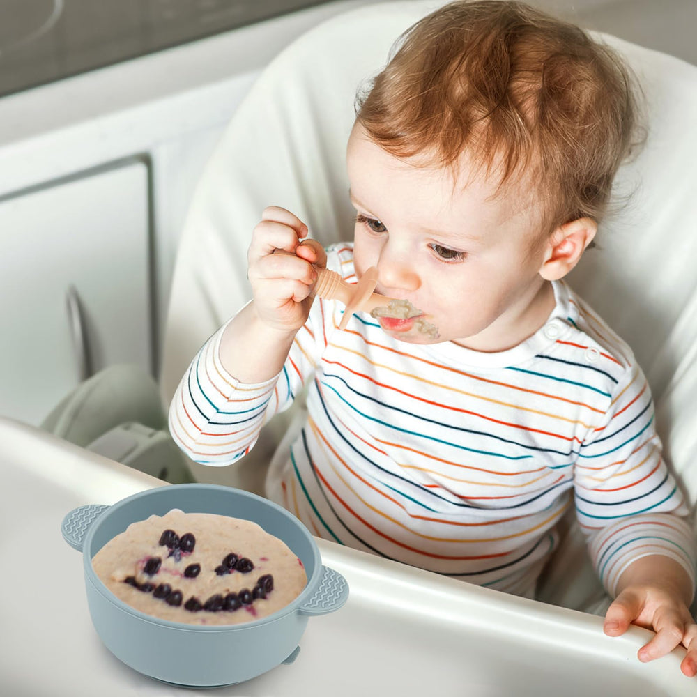 Eascrozn soft silicone spoons with textured grip for easy scooping.