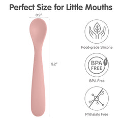 Eascrozn soft-tip silicone spoon highlights gentle tips for delicate gums.