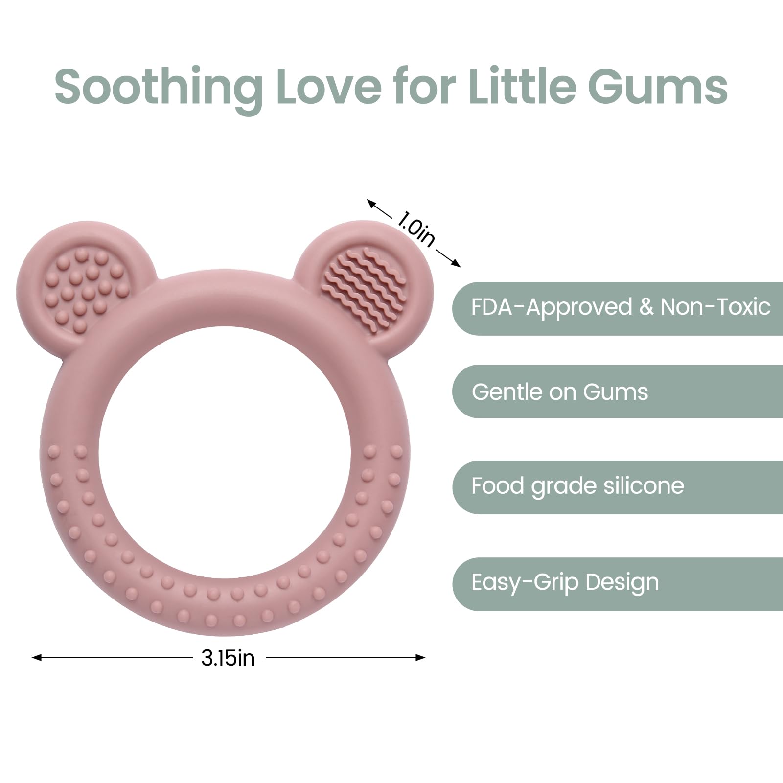 Eascrozn teether features an easy-grip design for tiny hands