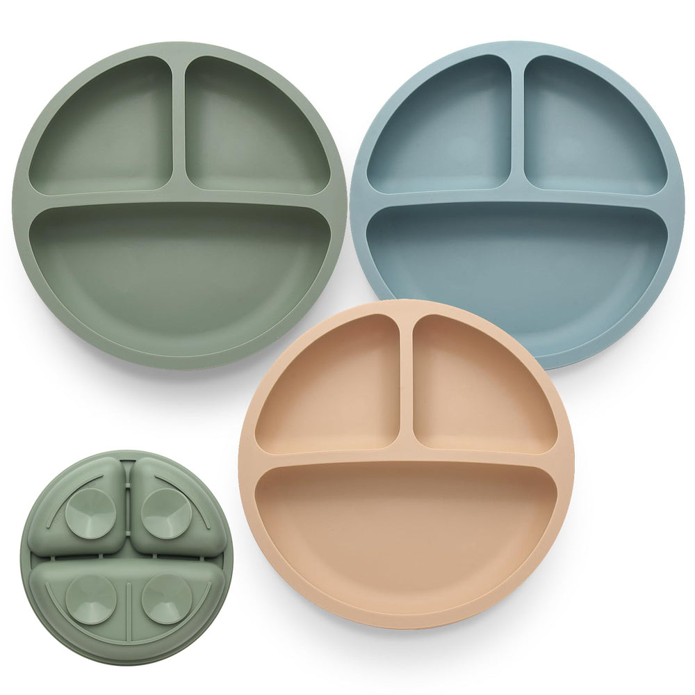 Eascrozn toddler plates with suction bottom stay in place for mess-free feeding.