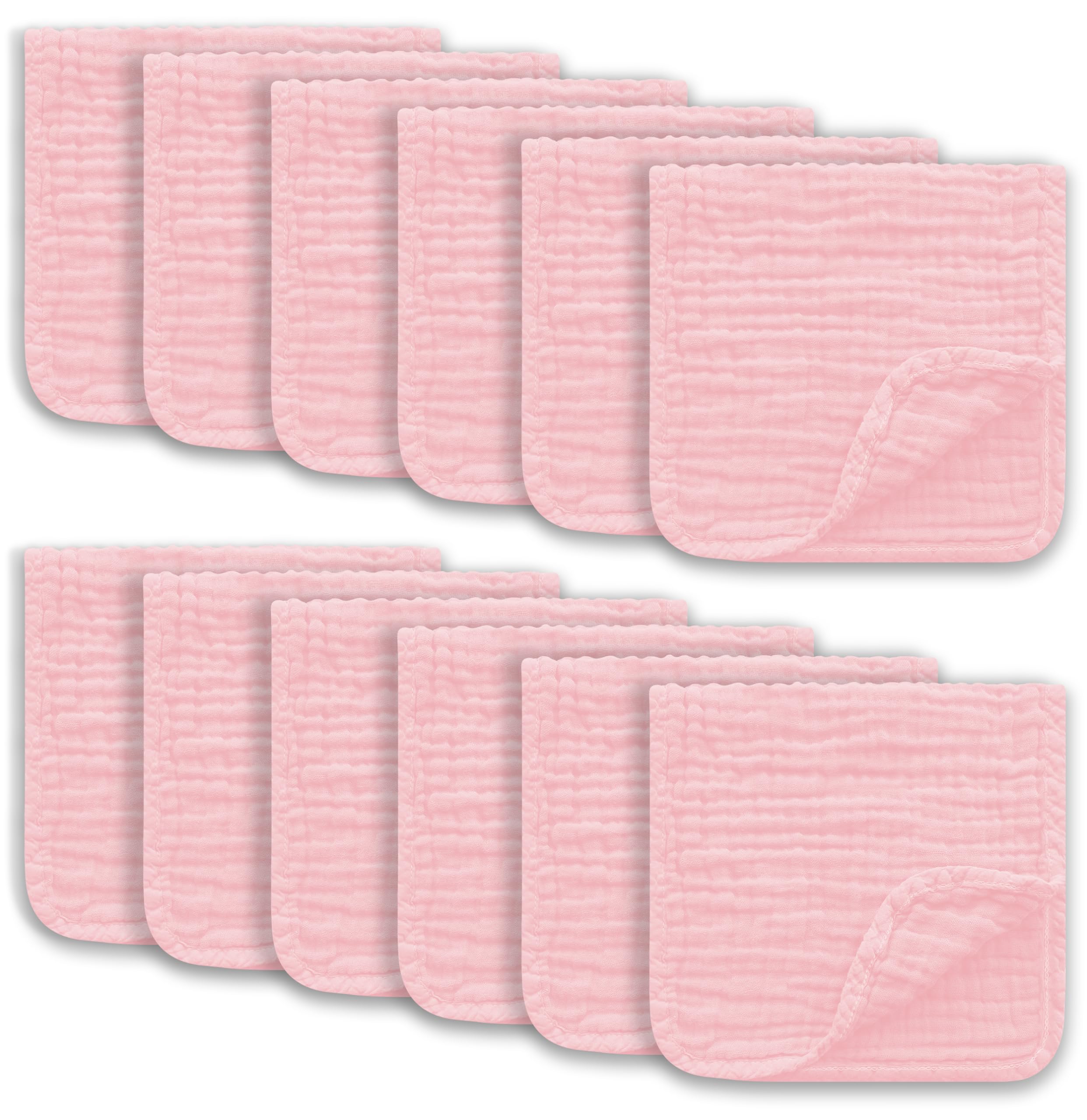 Ease Cubs muslin burp cloth pink pack 20x10 provides soft, breathable protection during burping.