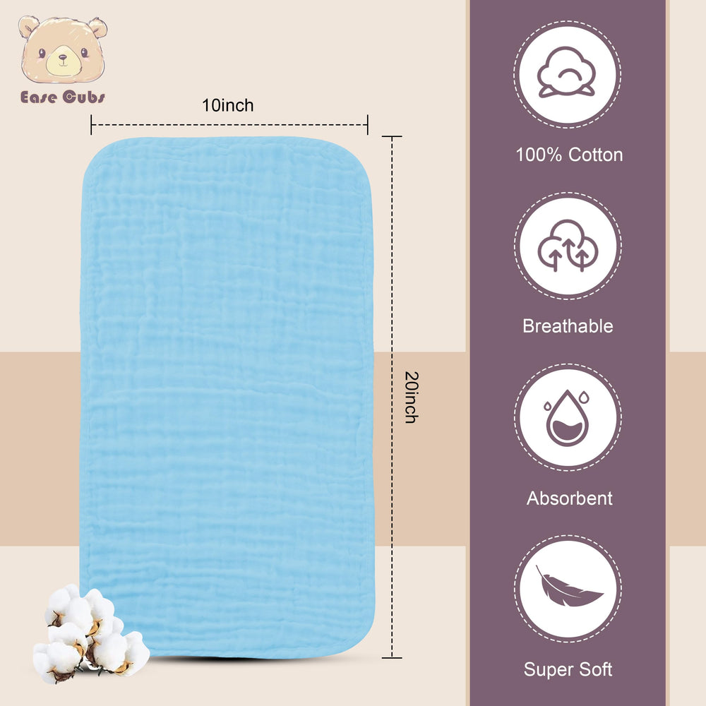 Ease Cubs burp cloths absorbency scene shows quick-drying performance.