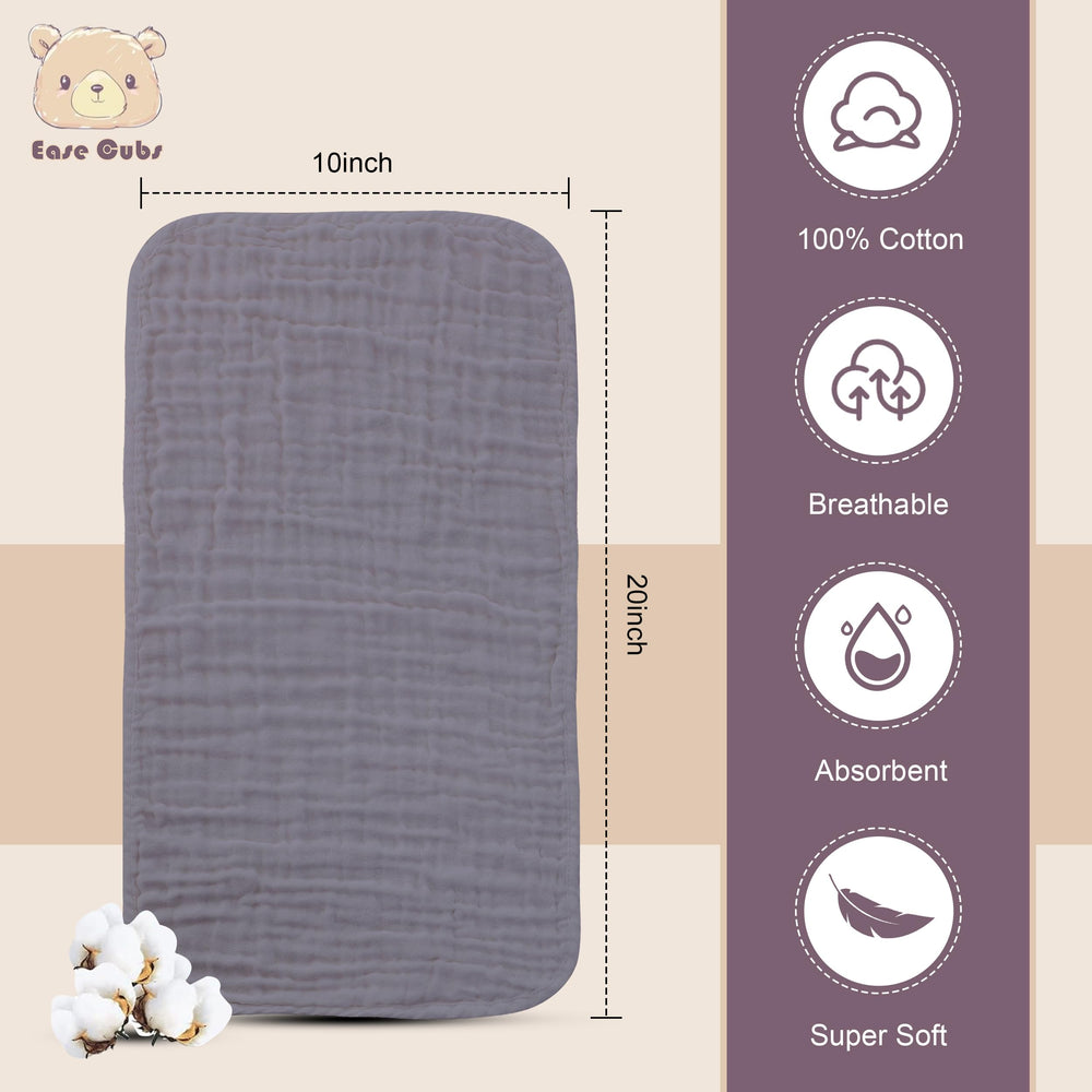 Ease Cubs muslin burp cloths absorbent closeup highlighting quick-drying fabric.