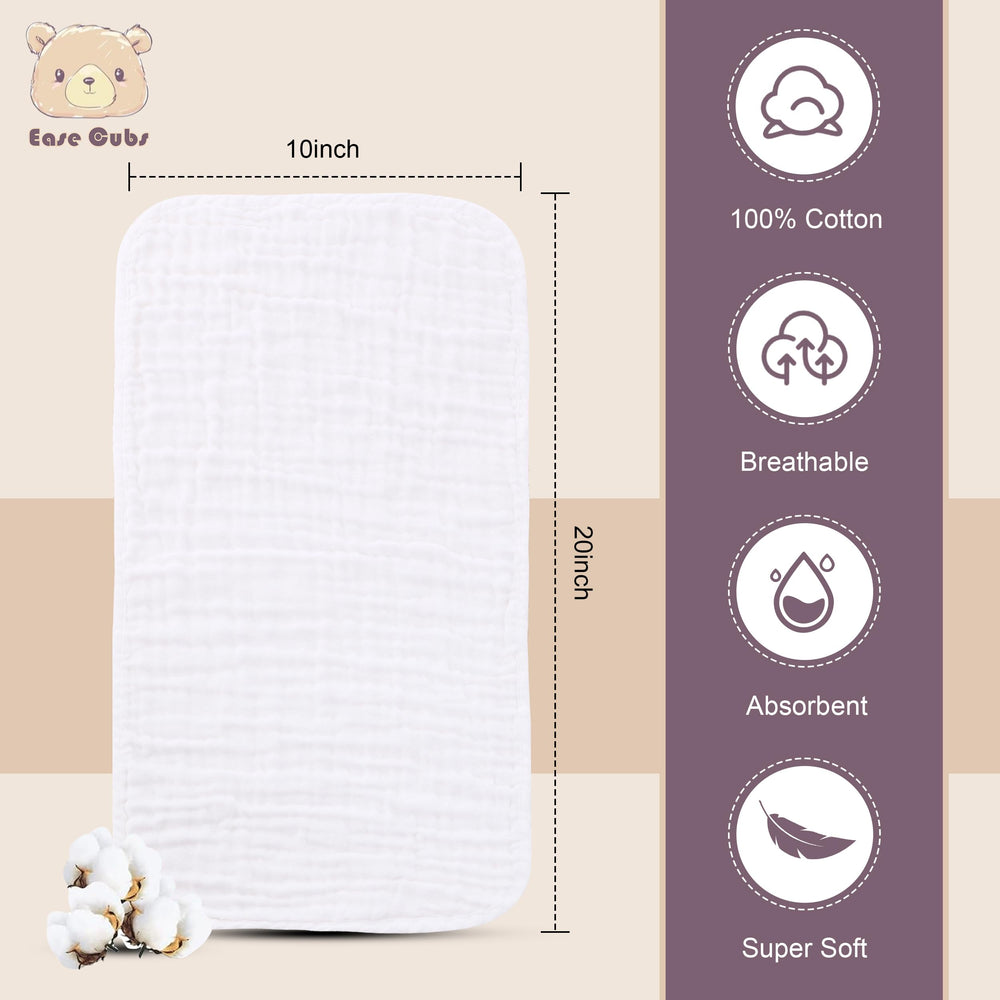 Ease Cubs muslin burp cloths absorbent-fabric close-up shows quick-drying performance.