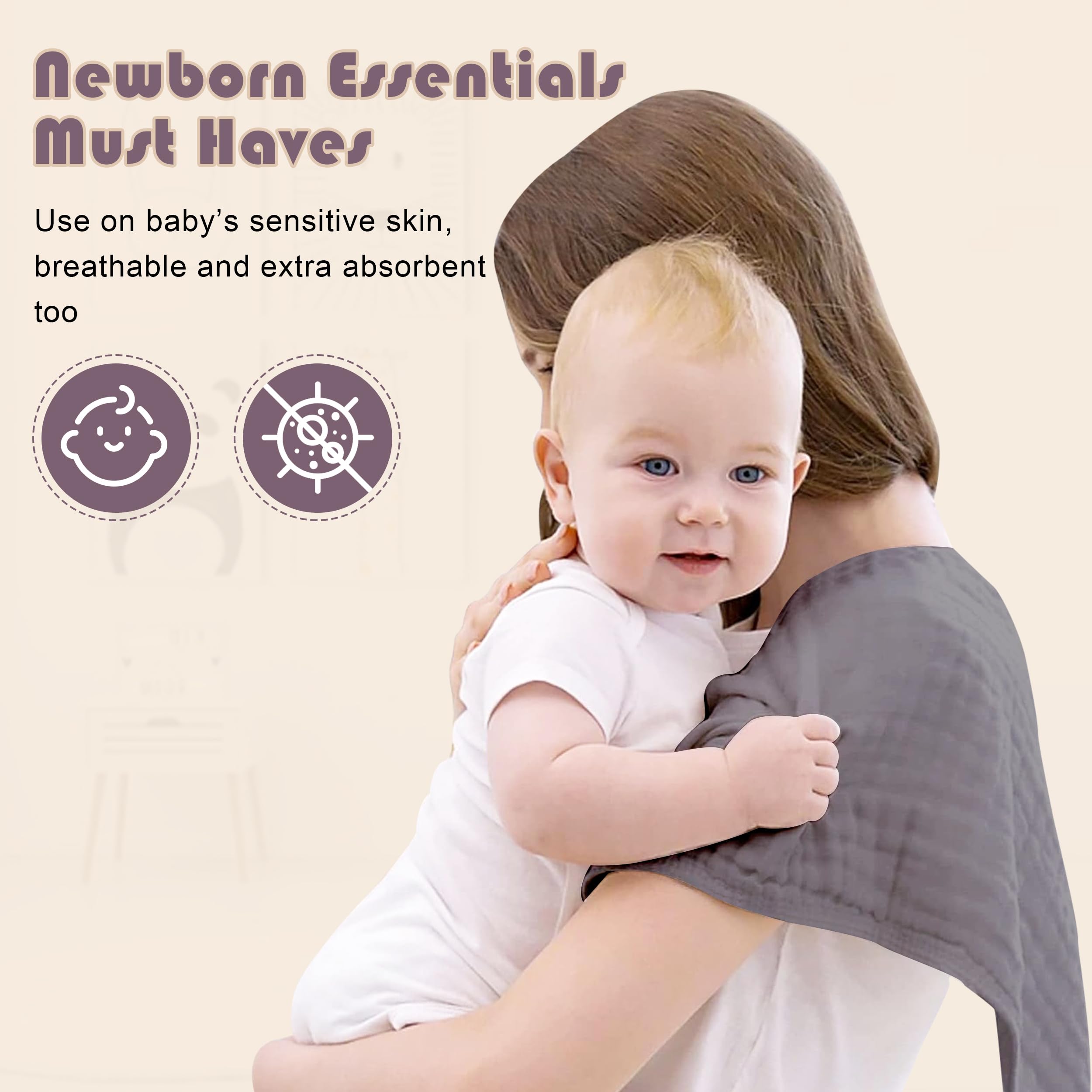 Ease Cubs muslin burp cloths baby face towel versatility for daily care.