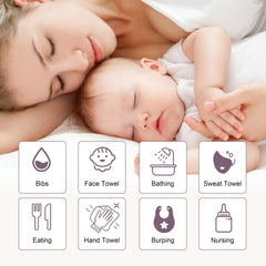 Ease Cubs muslin 20x10 inch cloths used as wipes, burp cloths, or face towels.