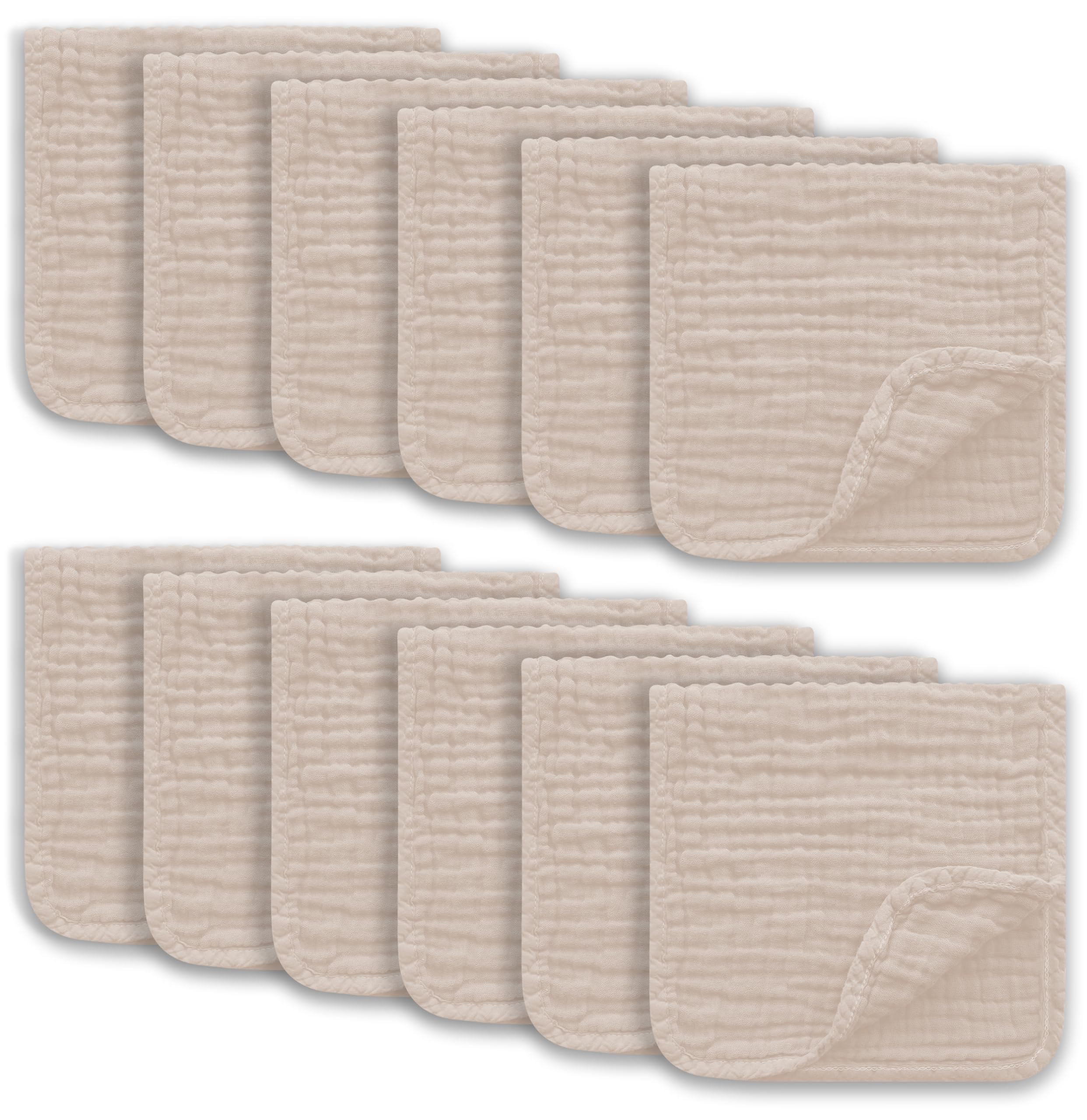 Ease Cubs muslin burp cloths flatlay showing soft, absorbent fabric for newborn messes.