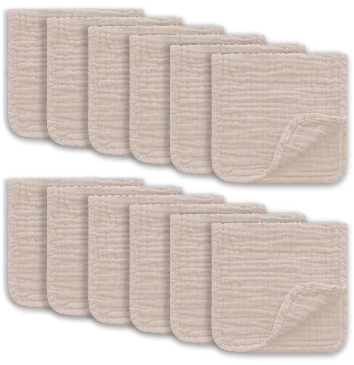 Ease Cubs muslin burp cloths flatlay showing soft, absorbent fabric for newborn messes.